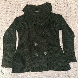 Carol Rose Forest Green Hooded Knit Sweater Size S